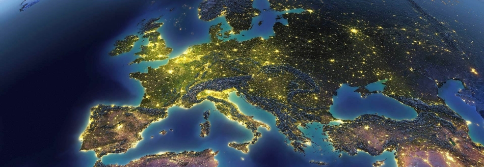 карта европы со спутника