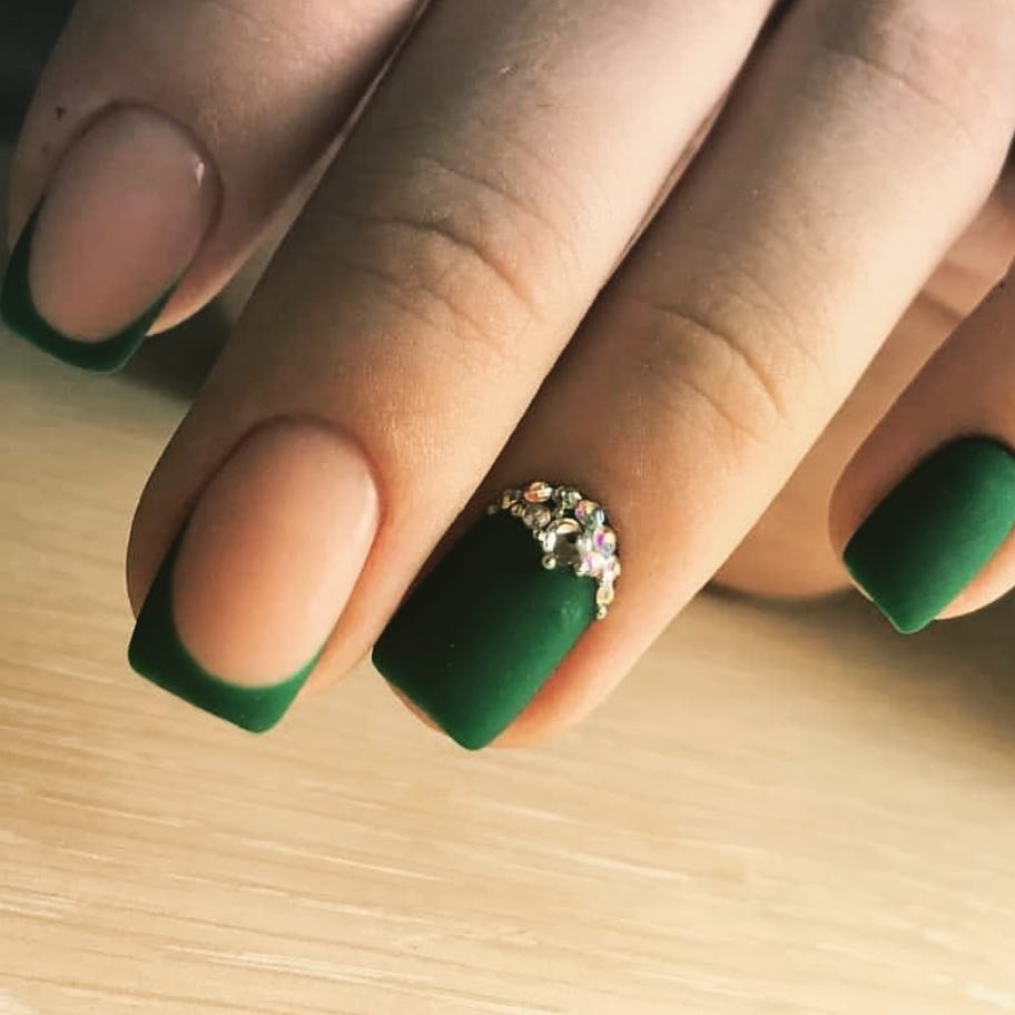 Ногти Квадратные Дизайн Зеленый