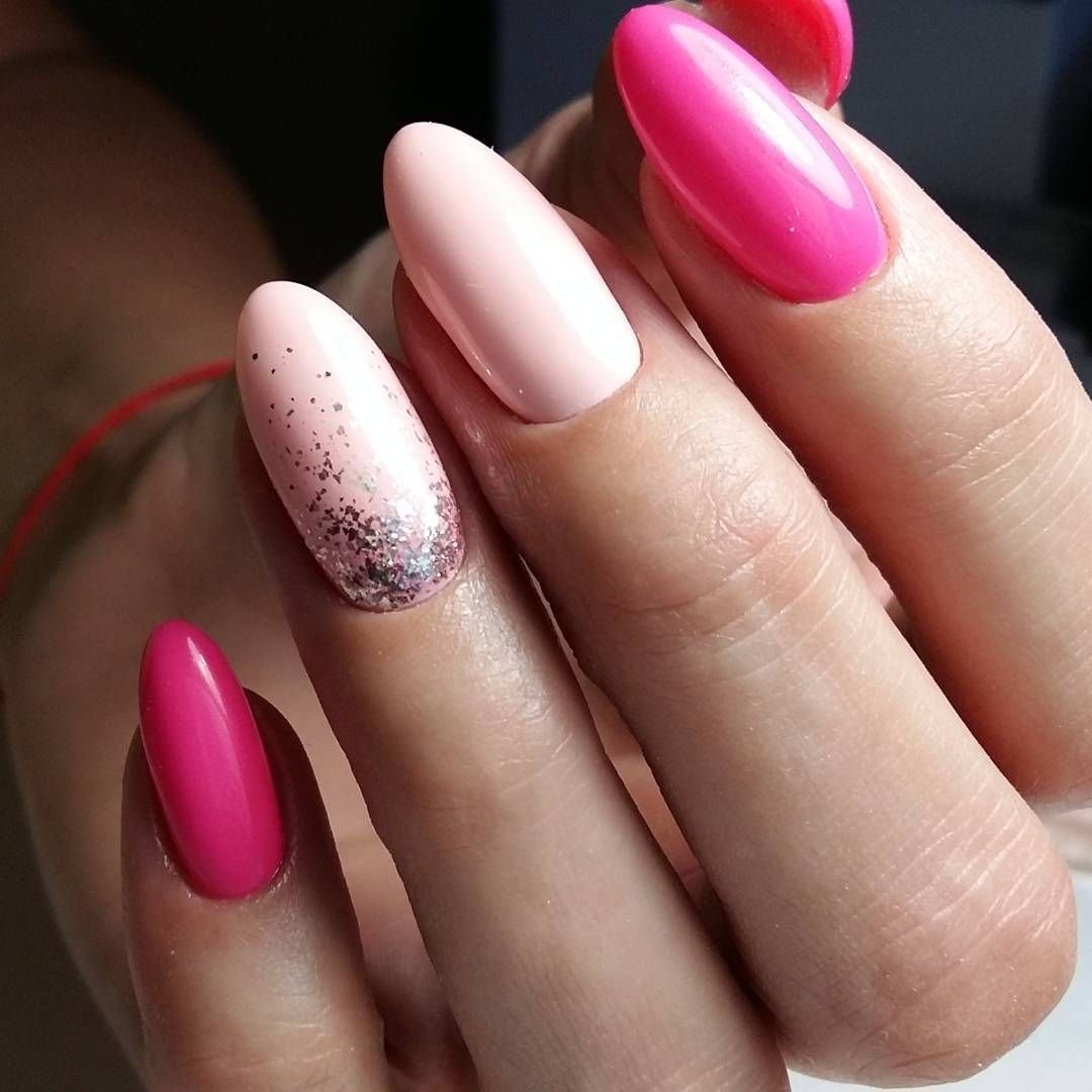 Розовый Дизайн Ногтей На Миндальную Форму