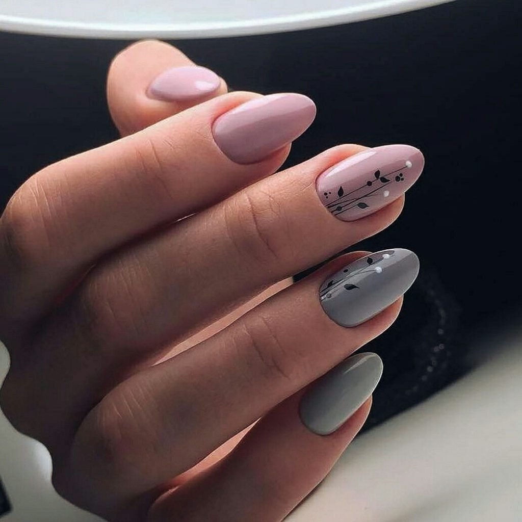 Ногти Серо Розовые Дизайн Фото Маникюр