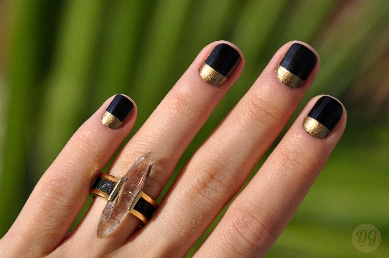 Ногти Черные С Золотом Дизайн Короткие