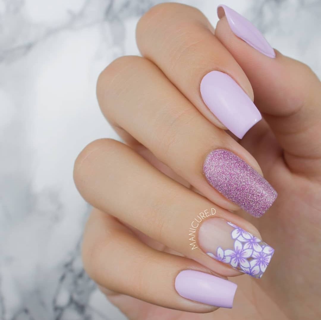 Ногти Дизайн Цвет Фиолетовая Белая