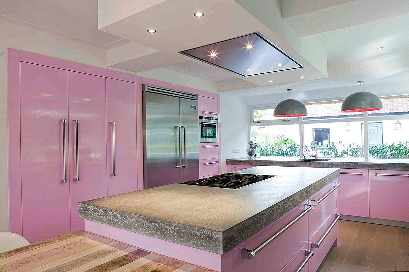 Кухня Розовая Фото