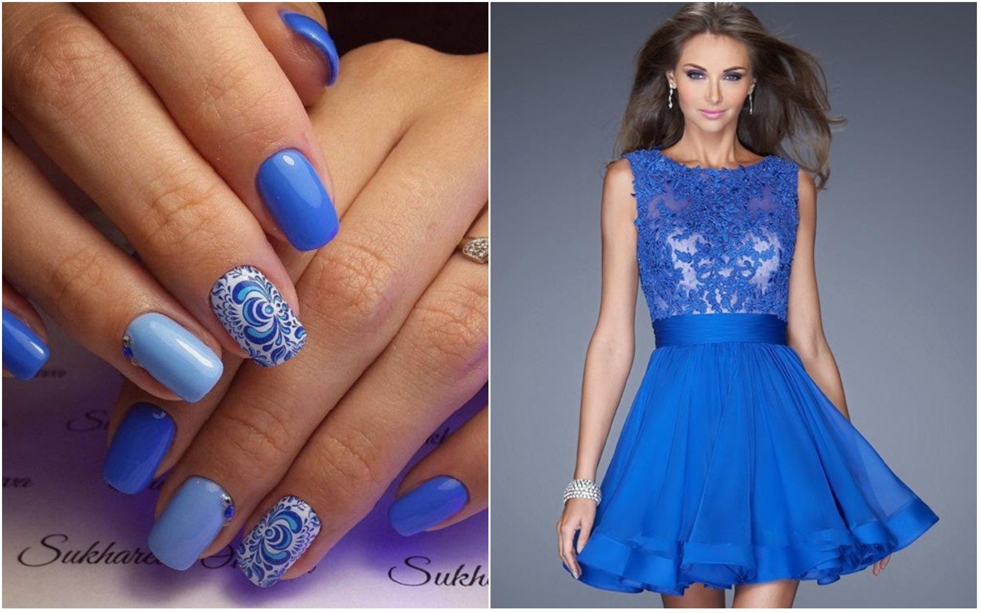 Дизайн Ногтей Под Синее Платье