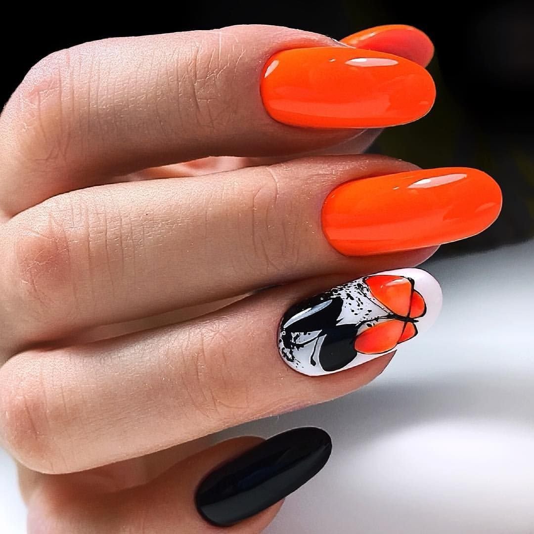 Красивый Дизайн Оранжевых Ногтей