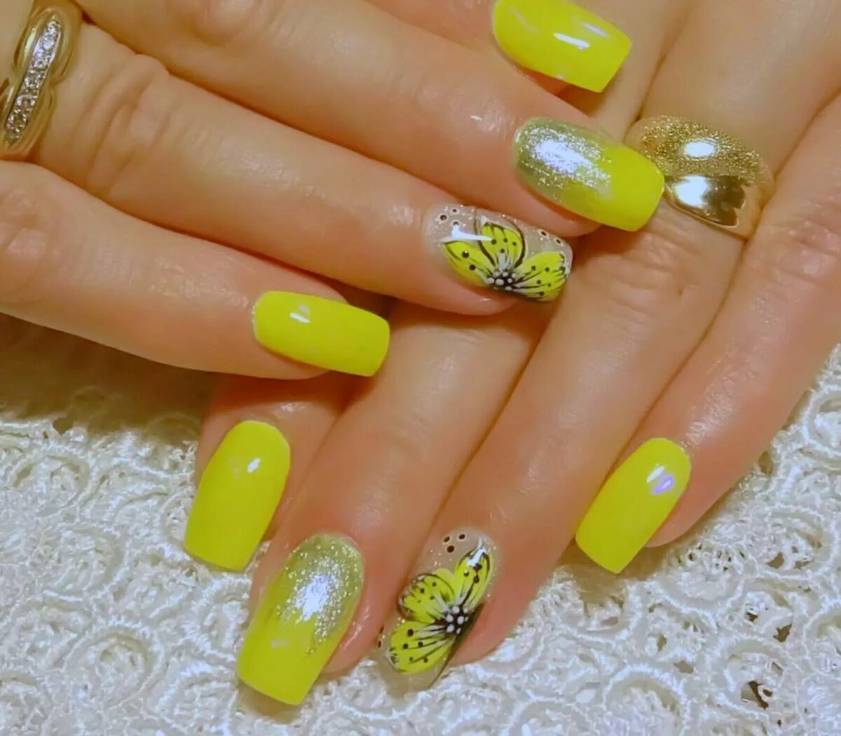 Ногти Дизайн Желтый Цвет Фото