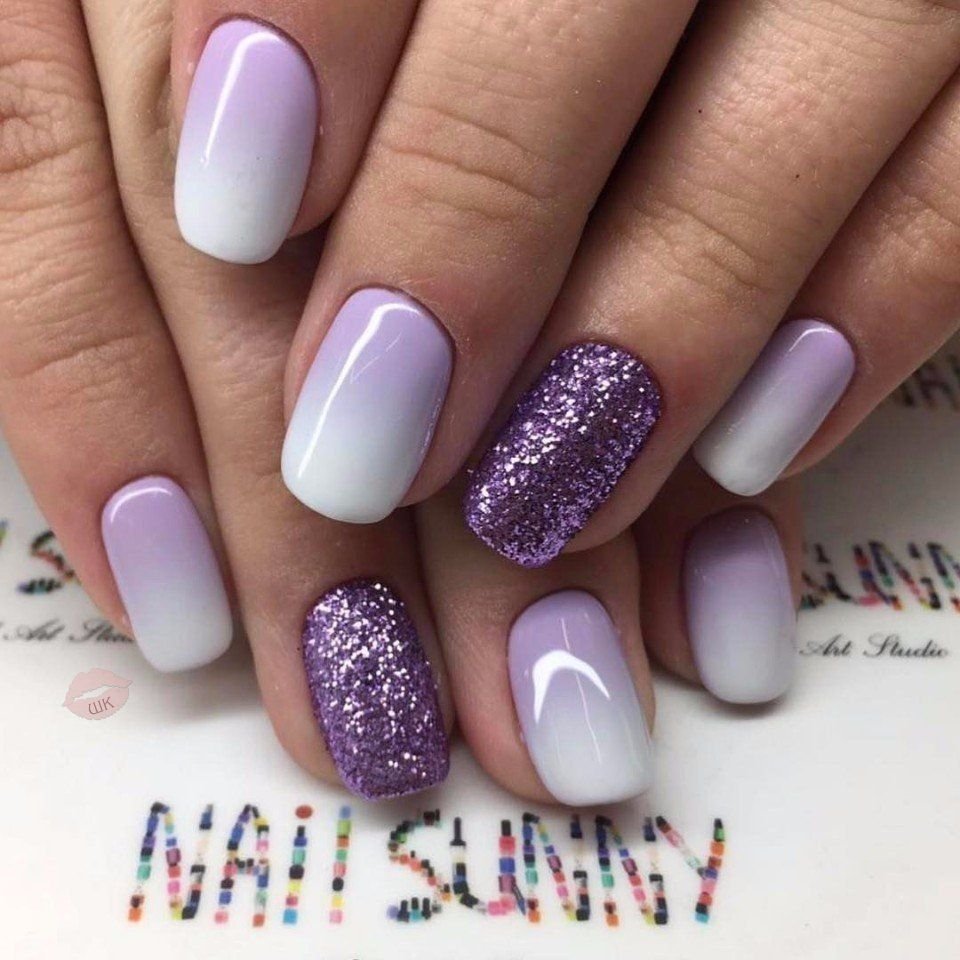 Ногти Дизайн Цвет Фиолетовая Белая