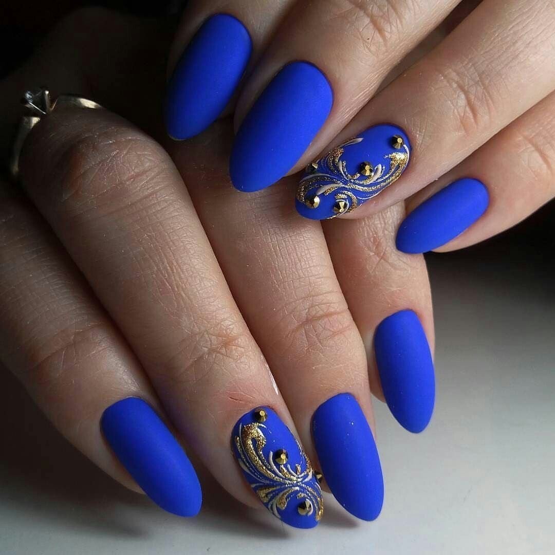 Красивый Дизайн Синих Ногтей Фото