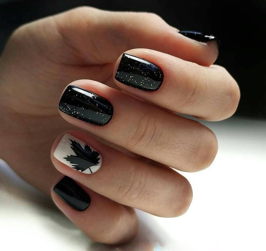 Черный Дизайн Ногтей На Квадратные Ногти Короткие