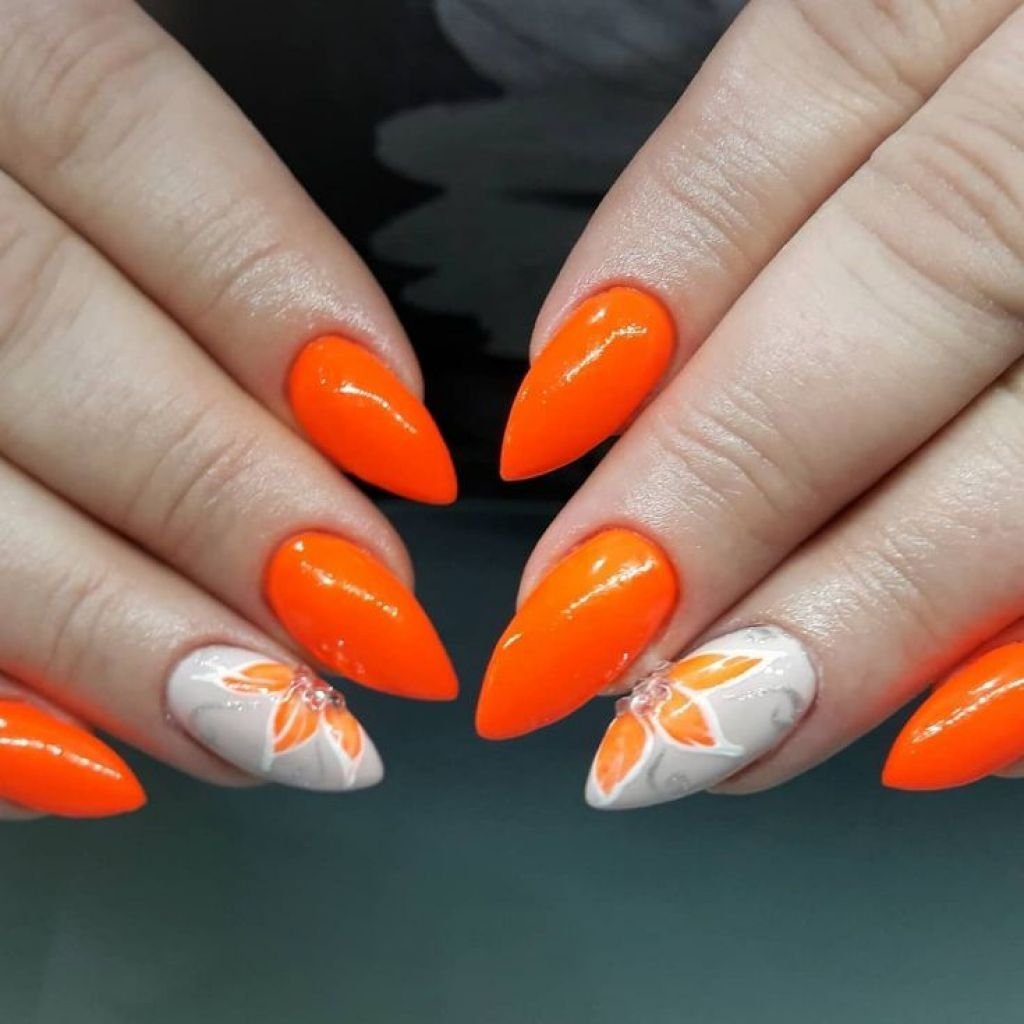 Красивый Дизайн Оранжевых Ногтей
