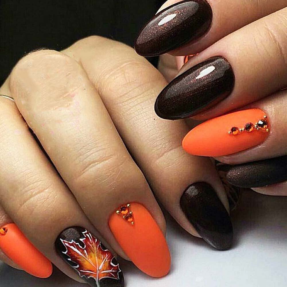 Ногти Оранжевые С Черным Фото Дизайн