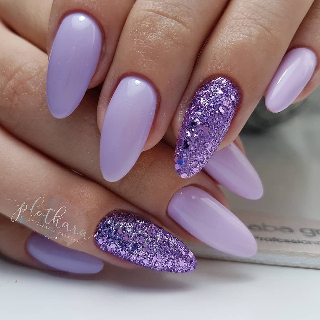 Дизайн Ногтей Миндаль Фиолетовый Цвет