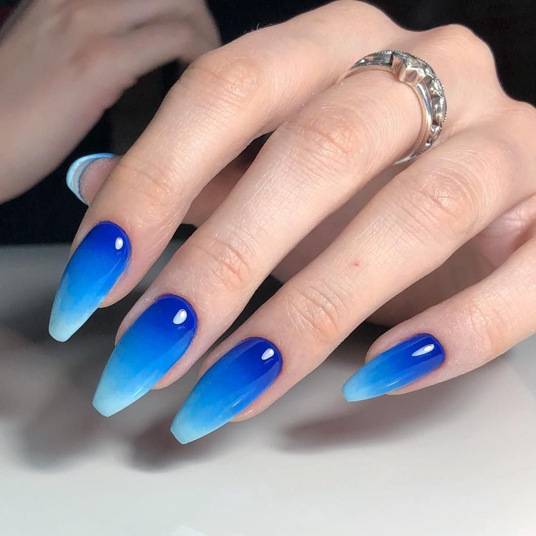 Голубые Нарощенные Ногти Дизайн