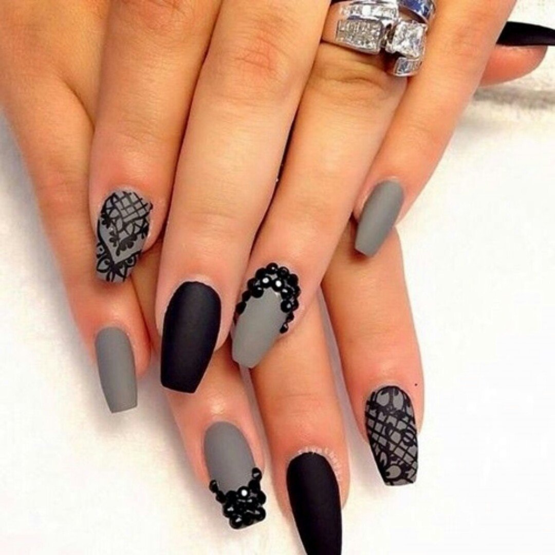 Ногти Черные С Серым Дизайн Фото
