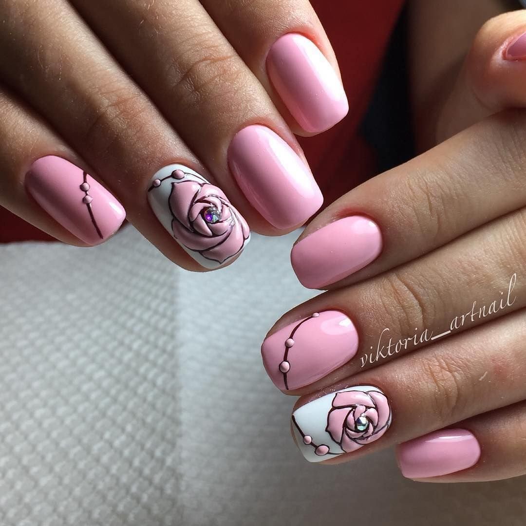 Ногти Розовый Цвет С Рисунком