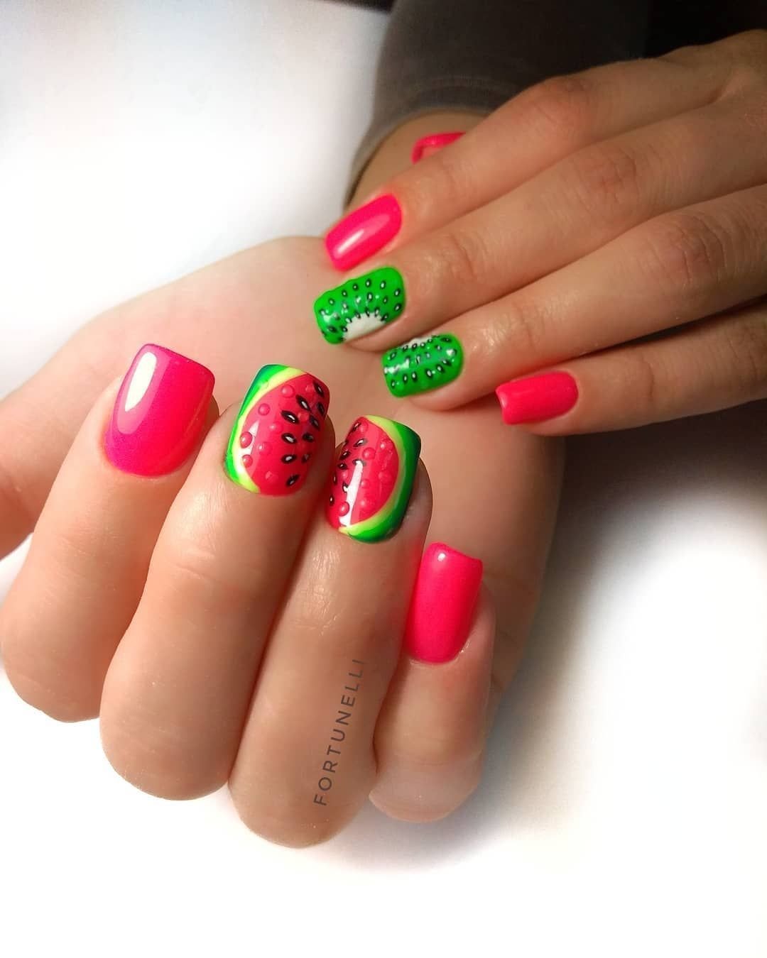 Дизайн Ногтей Зеленый С Розовым