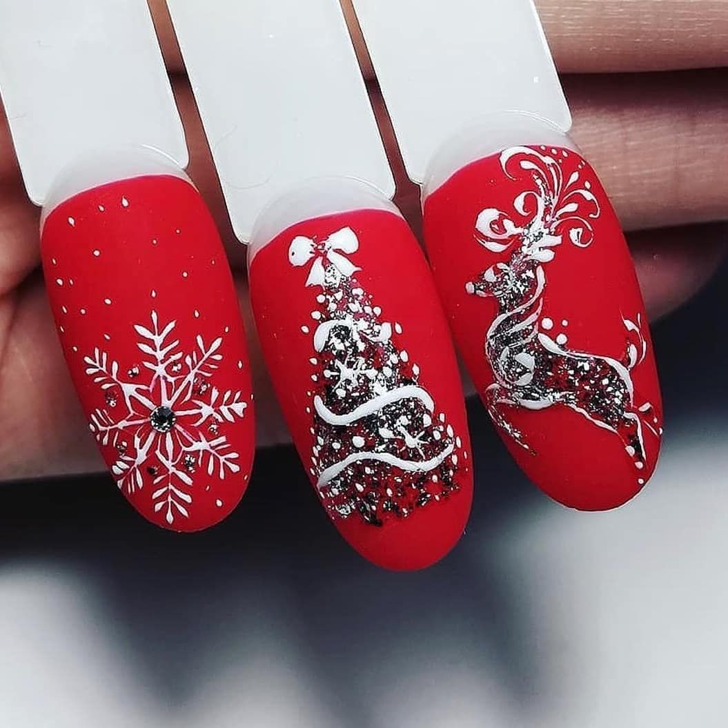 Ногти Новогодний Дизайн В Красных Оттенках