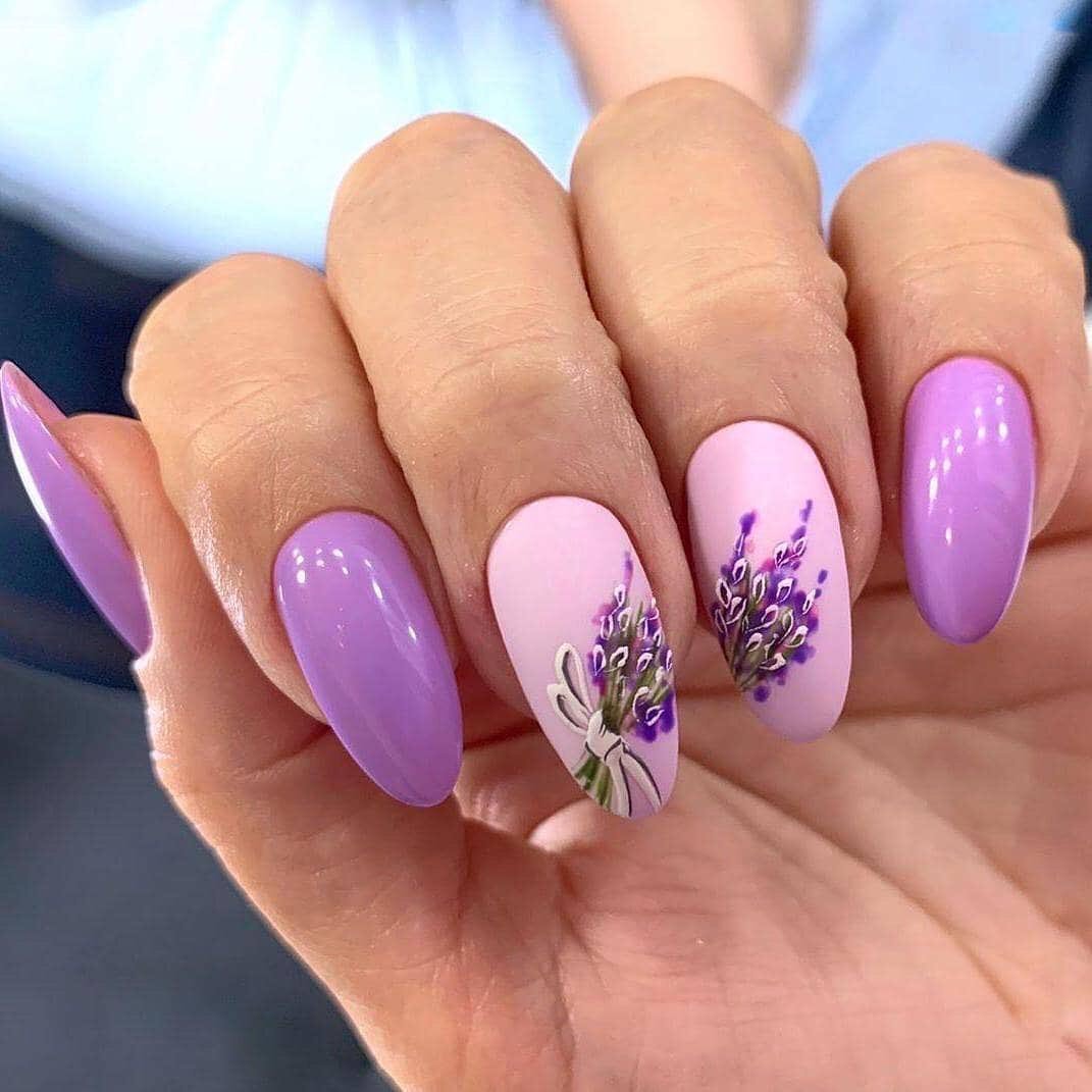 Дизайн Ногтей Фиолетового Цвета С Рисунком