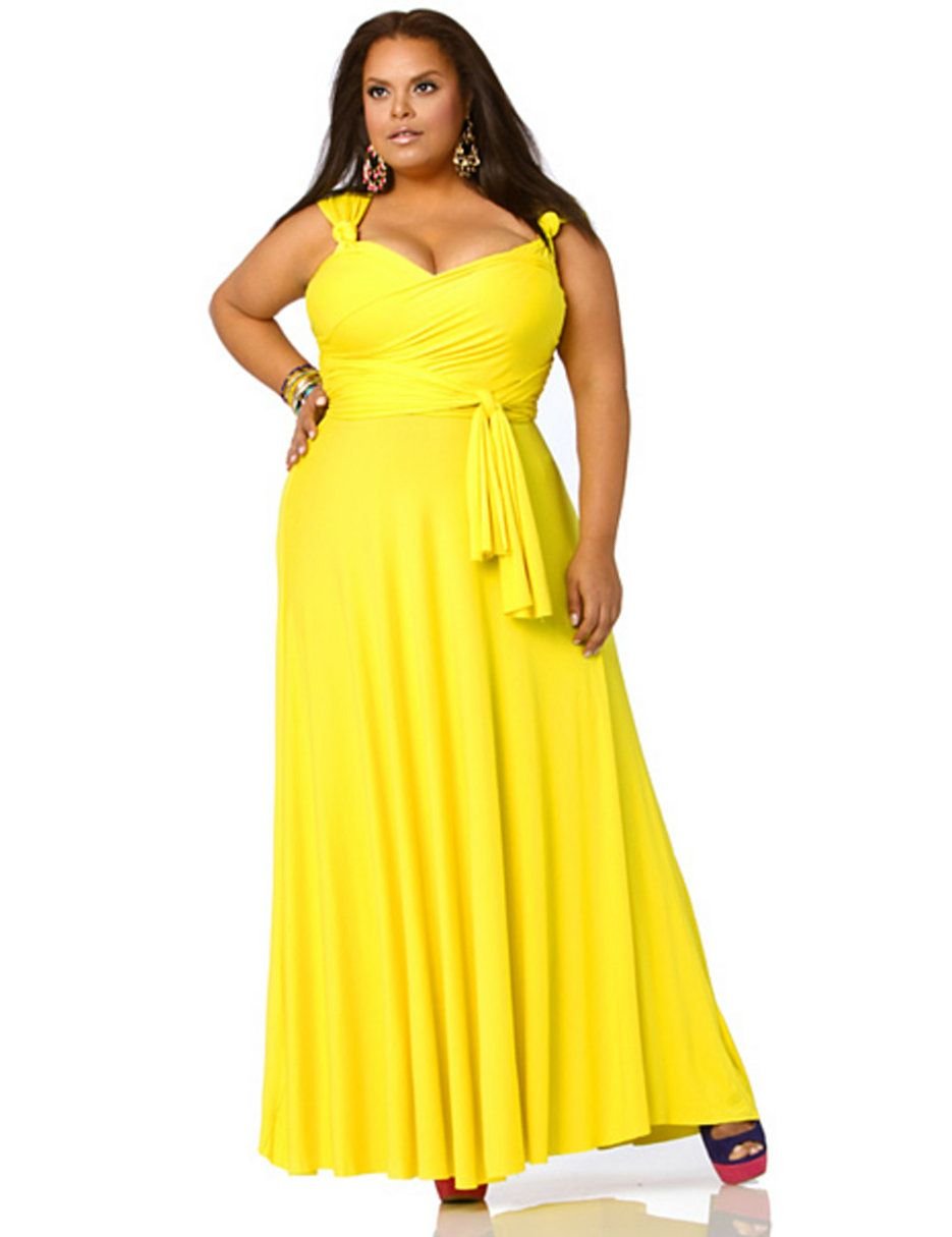 Желтое Платье Для Полной Женщине