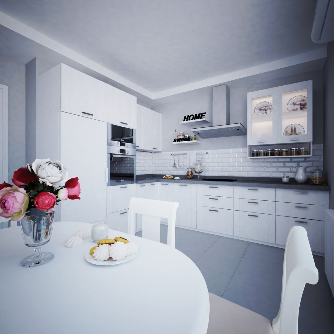 Белая Кухня В Квартире Фото Интерьер