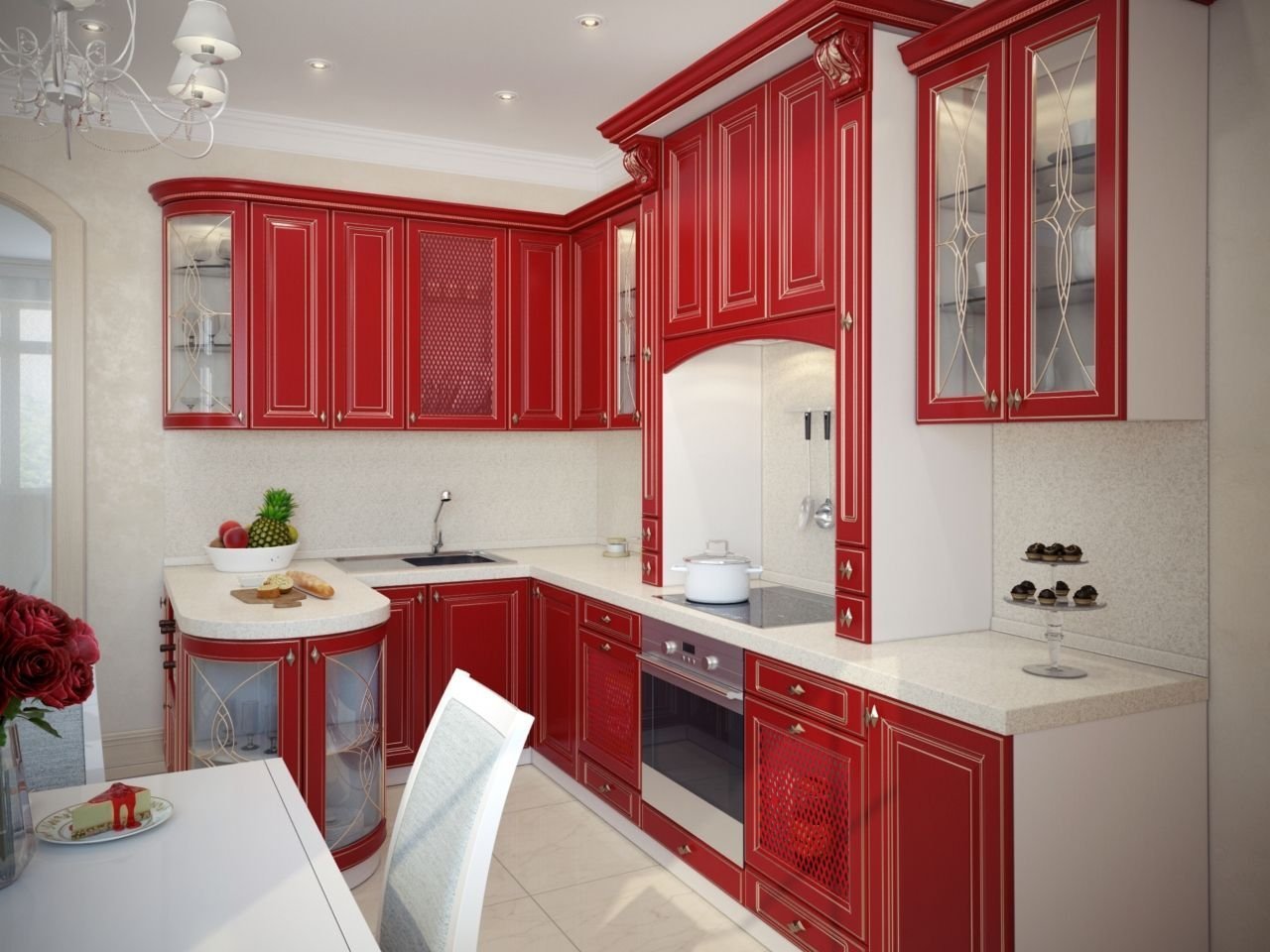 Кухня Красно Белая Дизайн Фото
