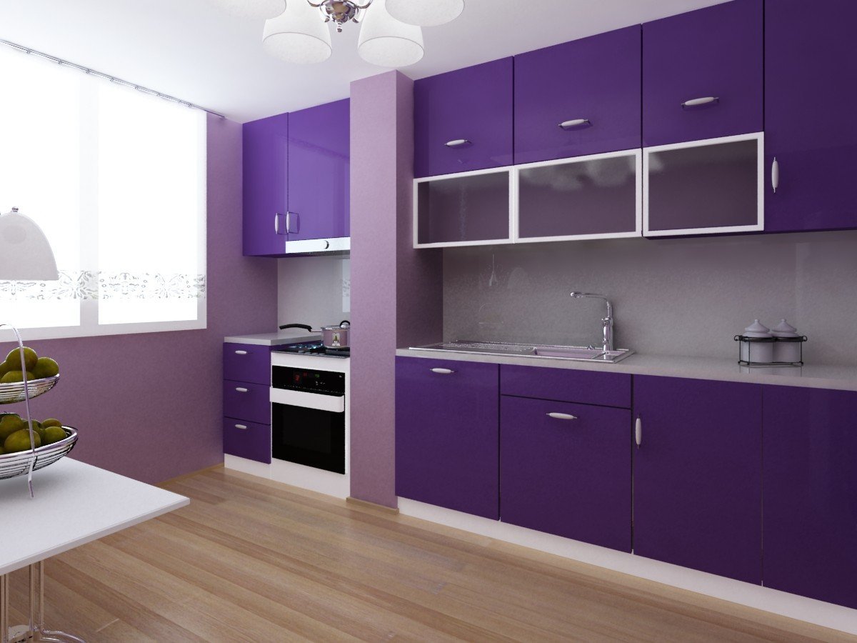 Дизайн Фиолетово Белой Кухни