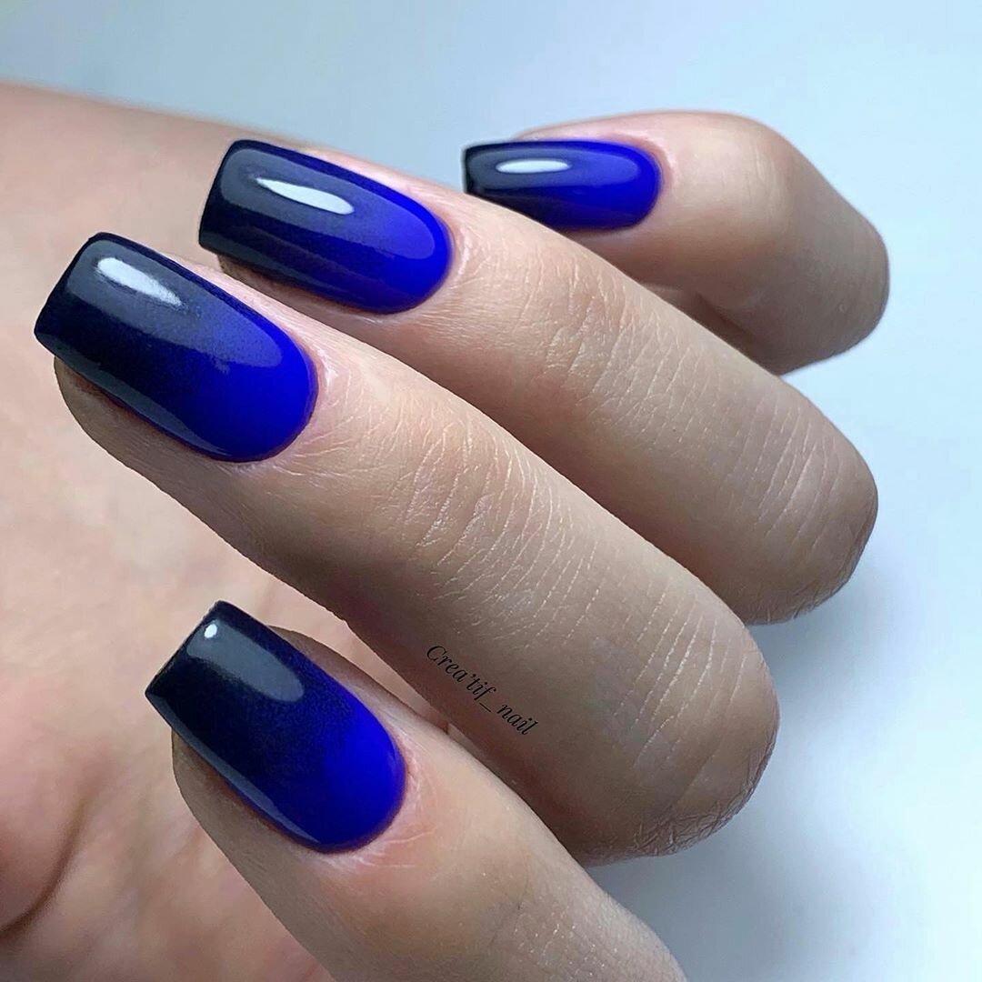 Ногти Темно Синие Дизайн Квадратные