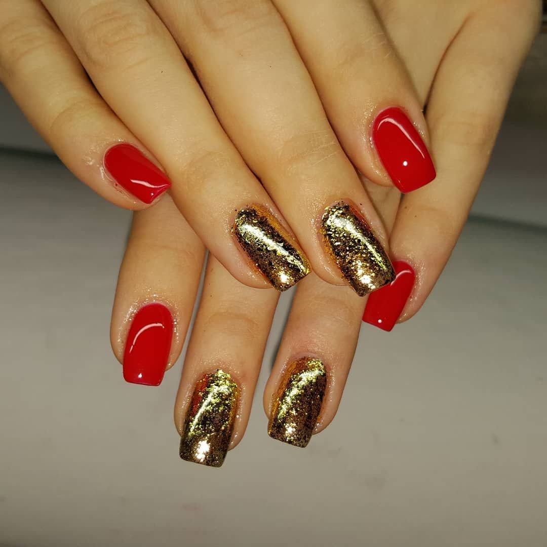 Ногти Красные С Золотом Фото