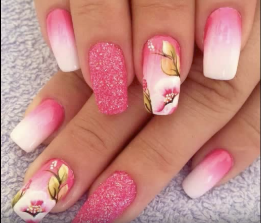 Шикарный весенний маникюр. Весенние ногти. Яркие весенние ногти. Розовые ногти. Красивые летние ногти.