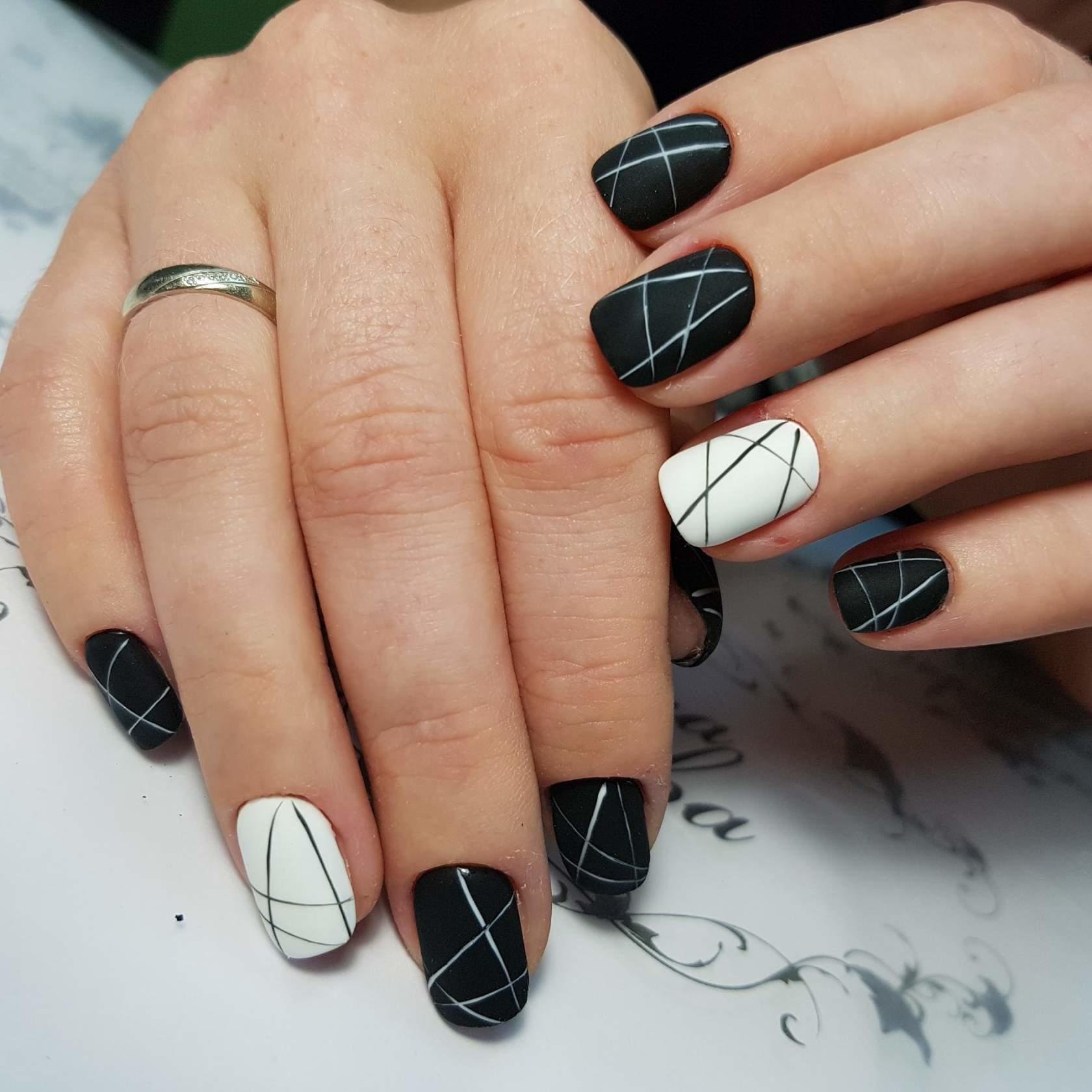 Черно Белый Дизайн Ногтей