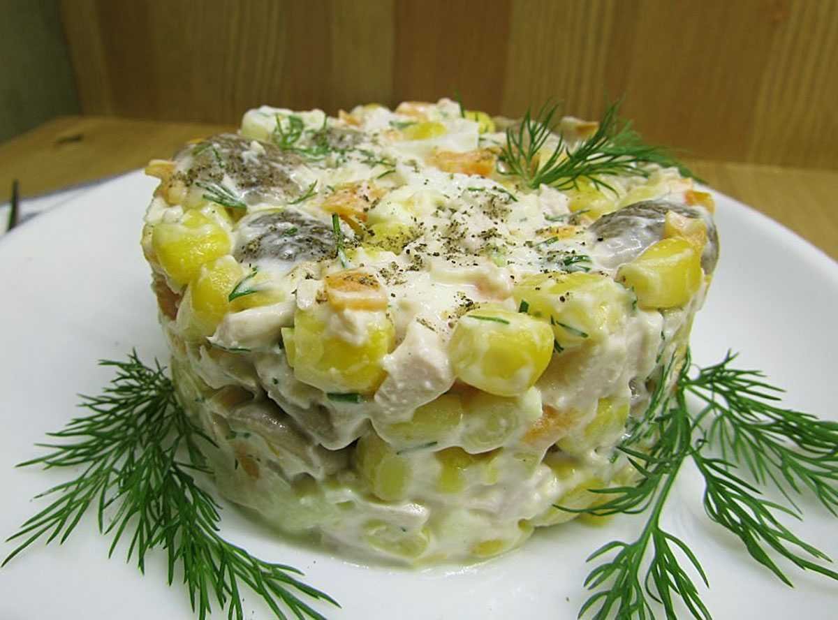 Салат с курицей и грибами вкусный рецепт с фото