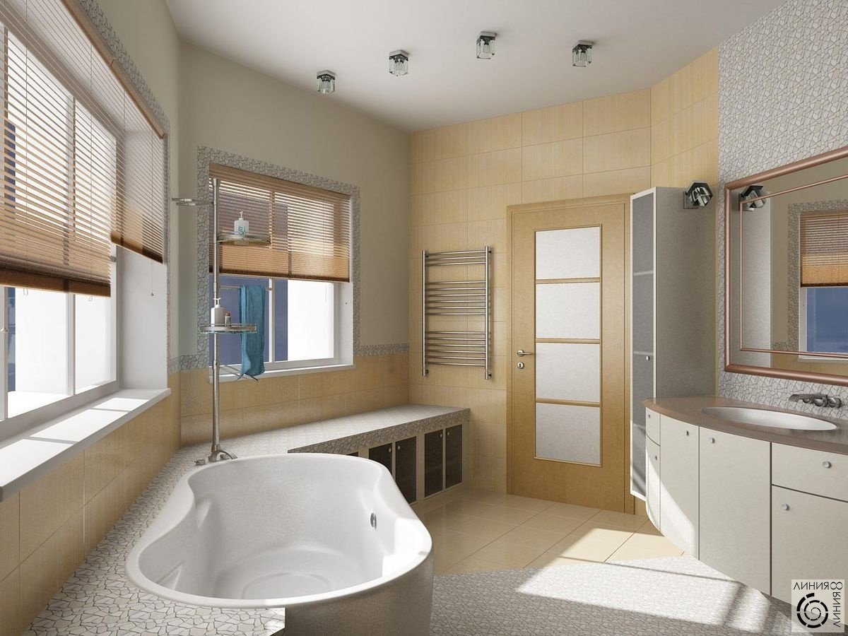 ванная с окном дизайн интерьера
