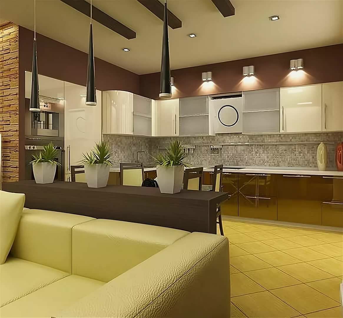 Дизайн кухня гостинная