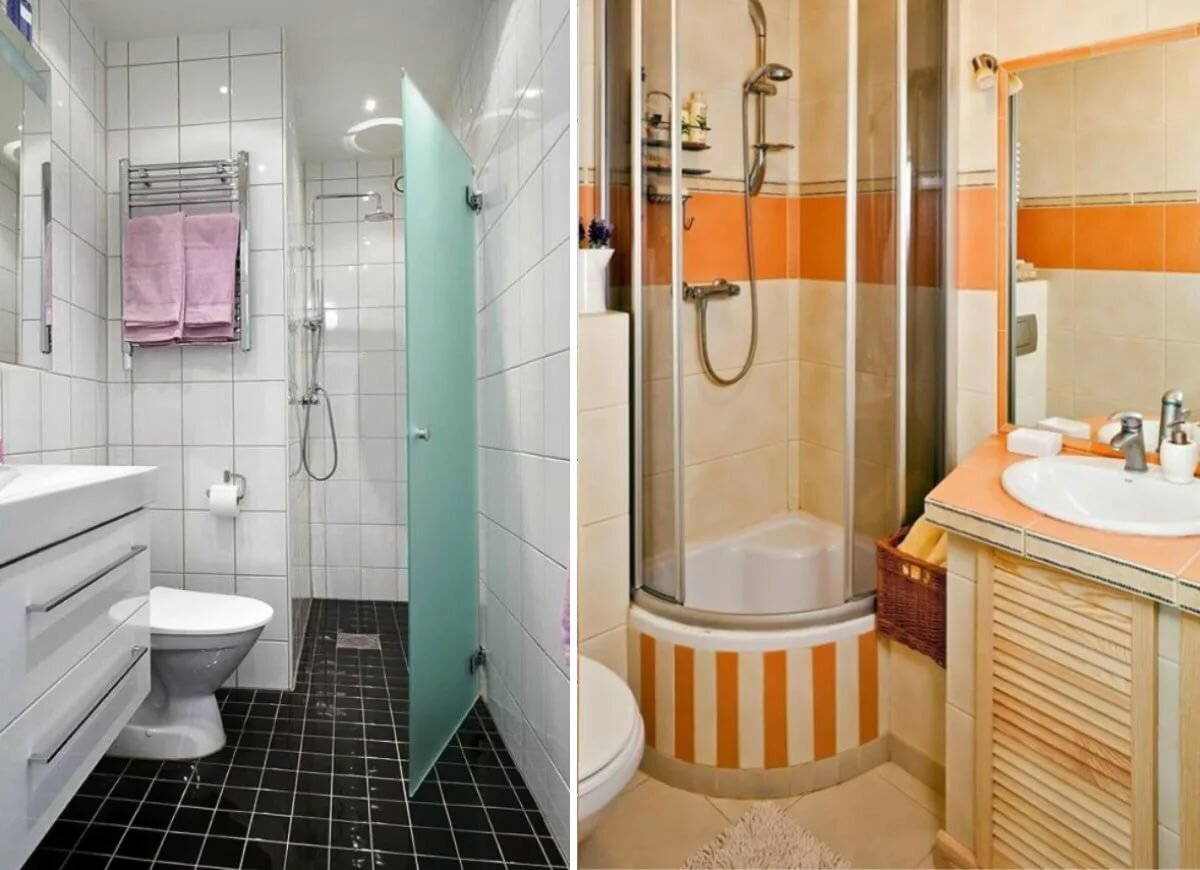 варианты отделки ванной комнаты с душевой кабиной