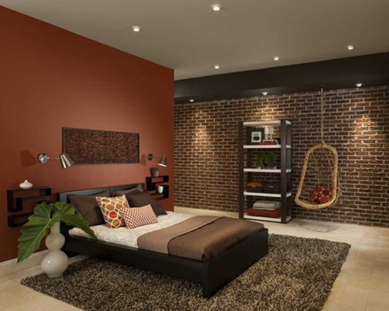 Шоколад квартиры. Интерьер в коричневых тонах. Кирпичная стена в интерьере. Коричневый цвет в интерьере. Коричневые обои в спальне.