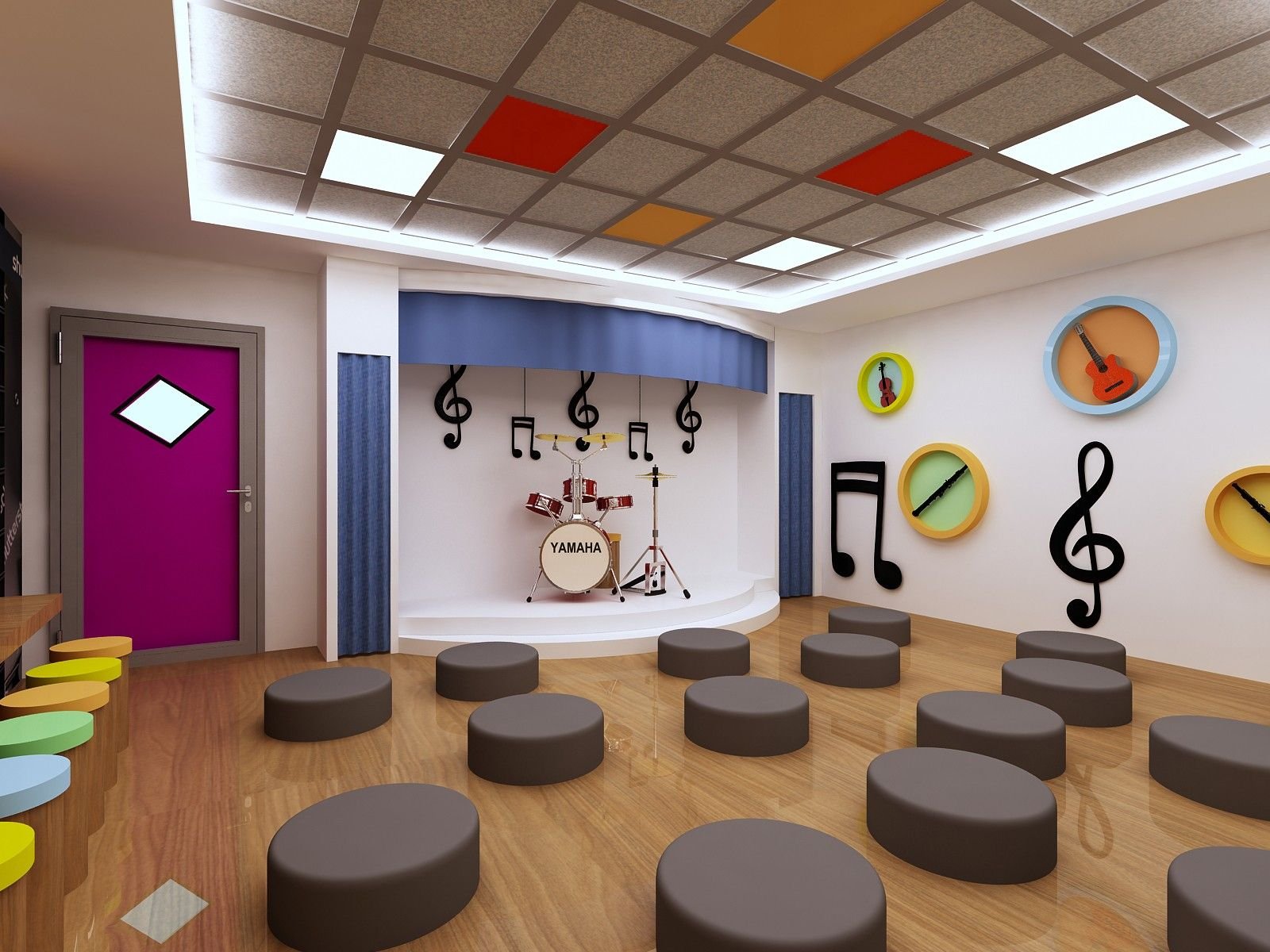 Оформление стен музыкального зала в детском саду фото современные идеи