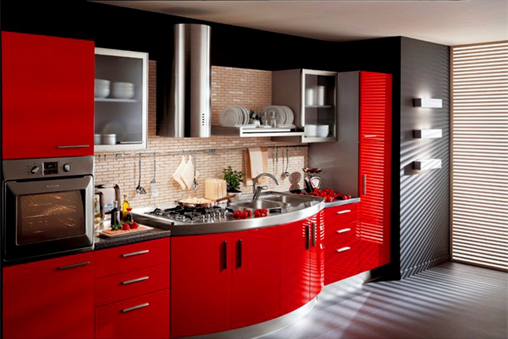 Кухни новые красивые. Кухня в Красном цвете. Красивый кухонный гарнитур. Кухонный гарнитур красного цвета. Необычный кухонный гарнитур.
