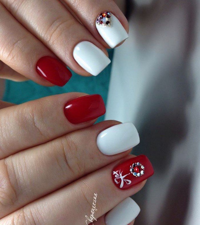 Дизайн Ногтей Красный С Белым Фото