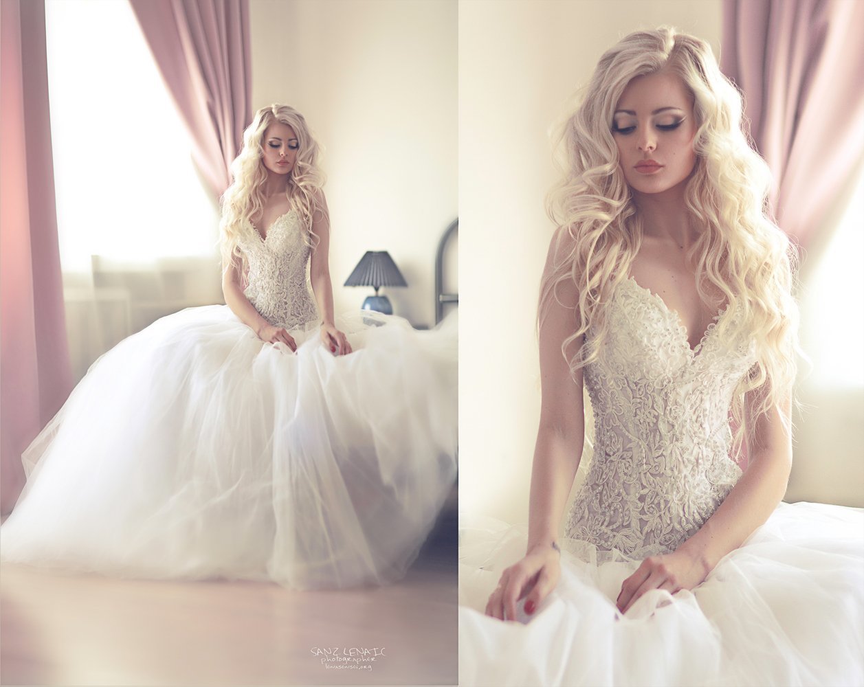 Красивая блондинка в свадебном платье (61 фото) .