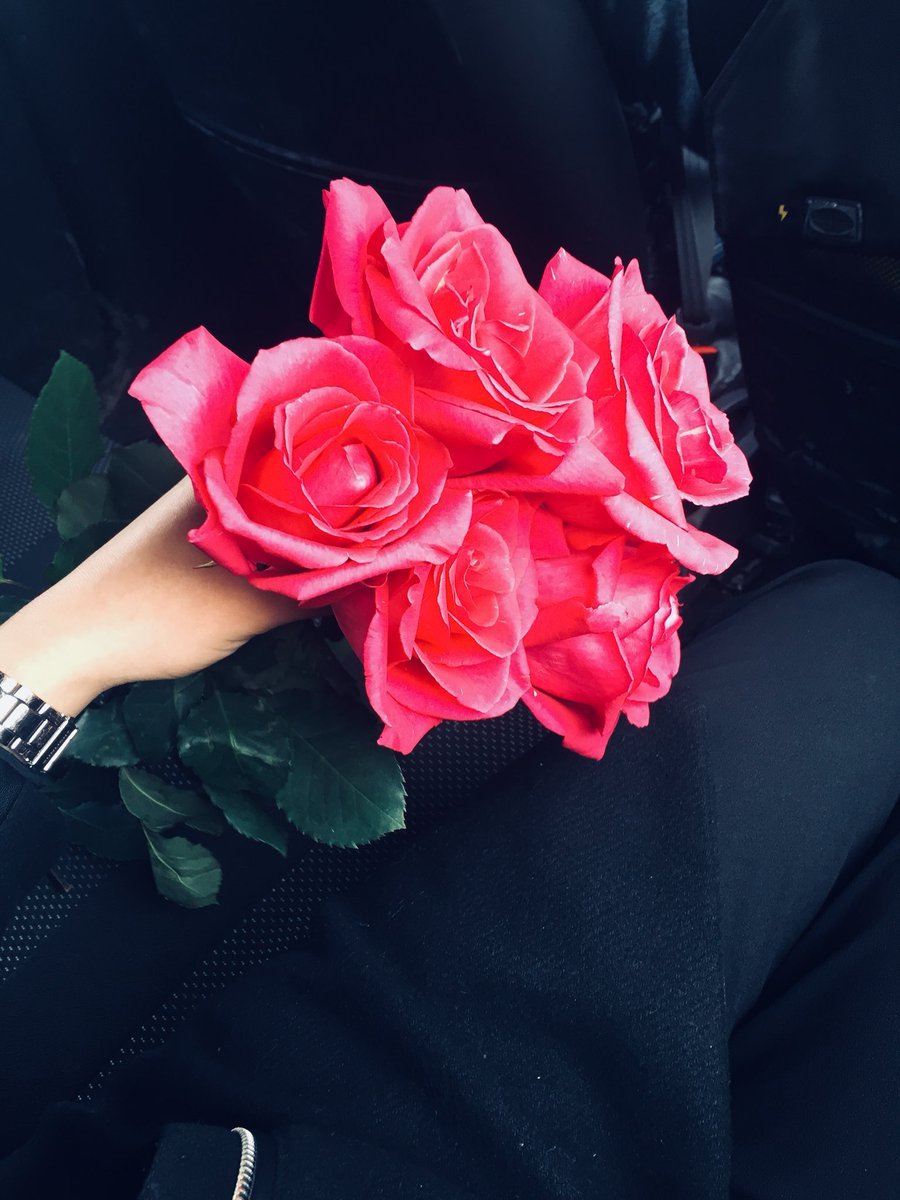 Букет роз в руках у девушки