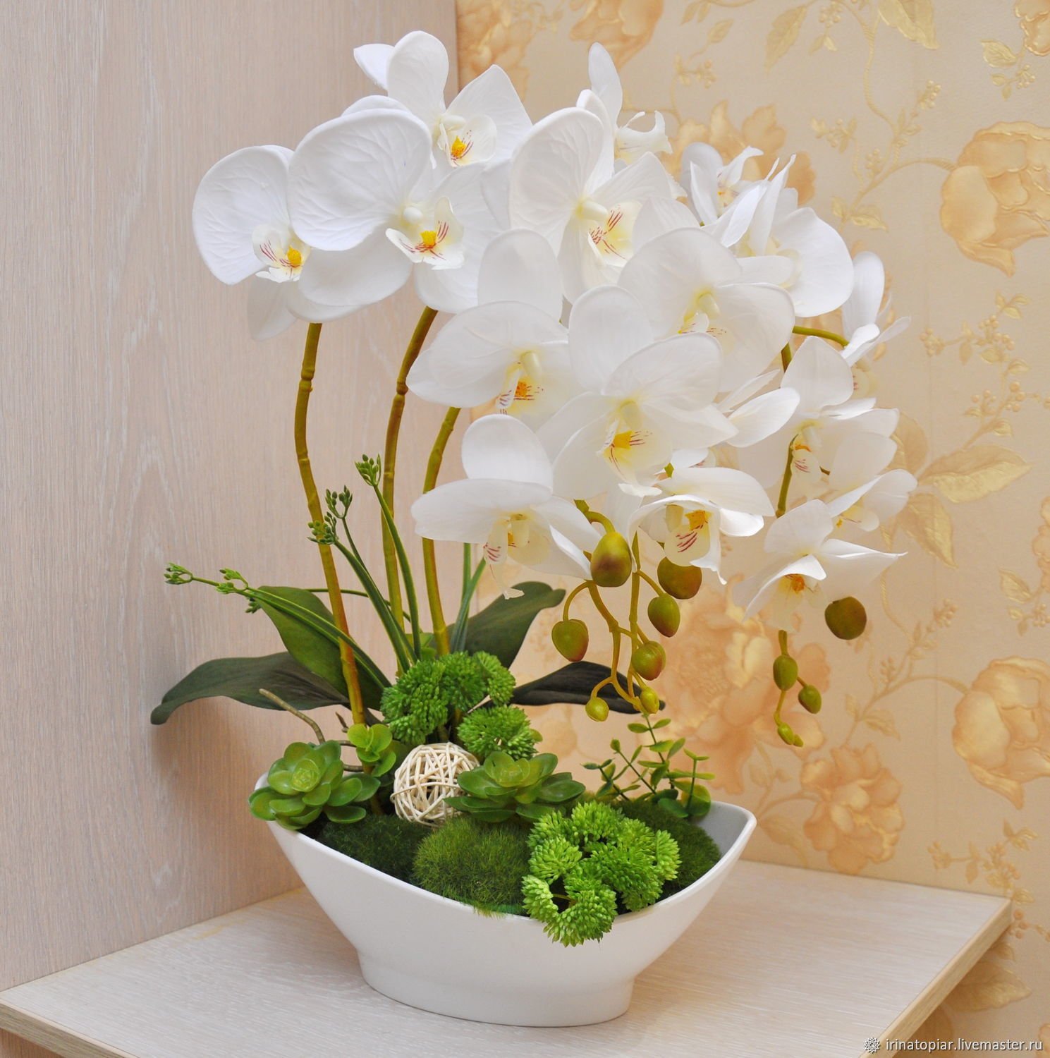 Живые цветы интернет магазин. Фаленопсис Рефлекшн. Композиции с орхидеей фаленопсис. Орхидея фаленопсис белая композиция. Композиции из искусственных орхидей для интерьера.