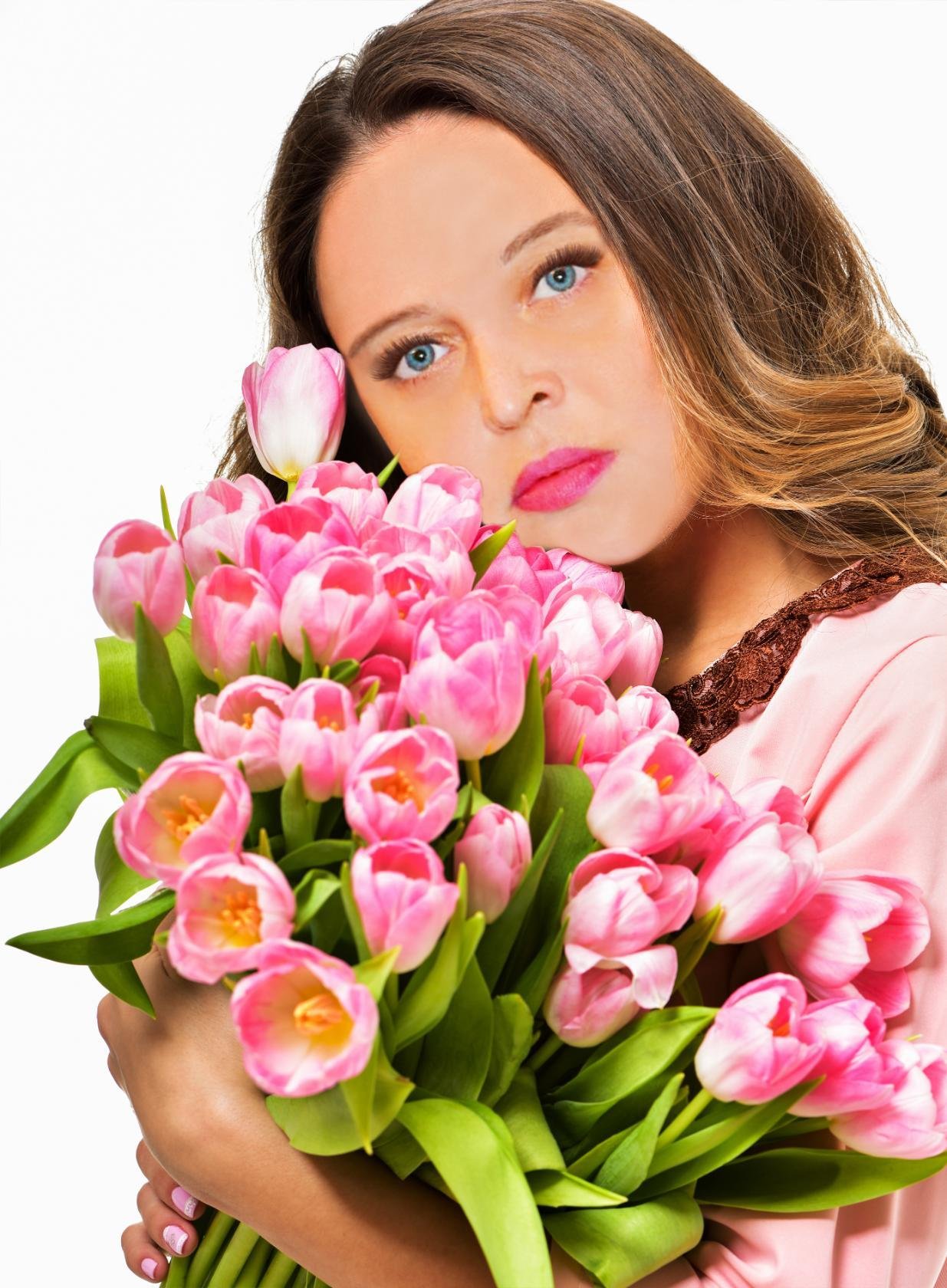 Красивое фото с цветами для девушки