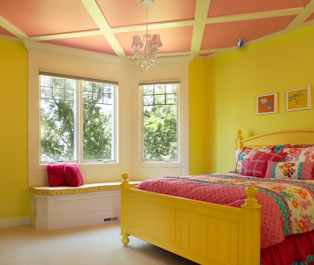 Желто розовый дизайн. Детская комната с желтыми стенами. Спальня в ярких тонах. Комната в желтом цвете. Комната с желтыми стенами.