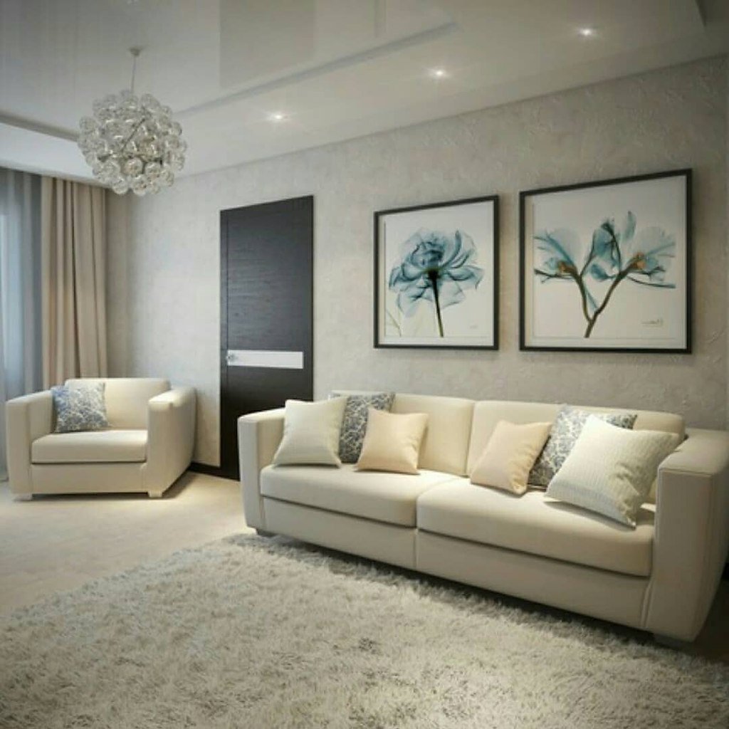 бежевый диван в белом интерьере