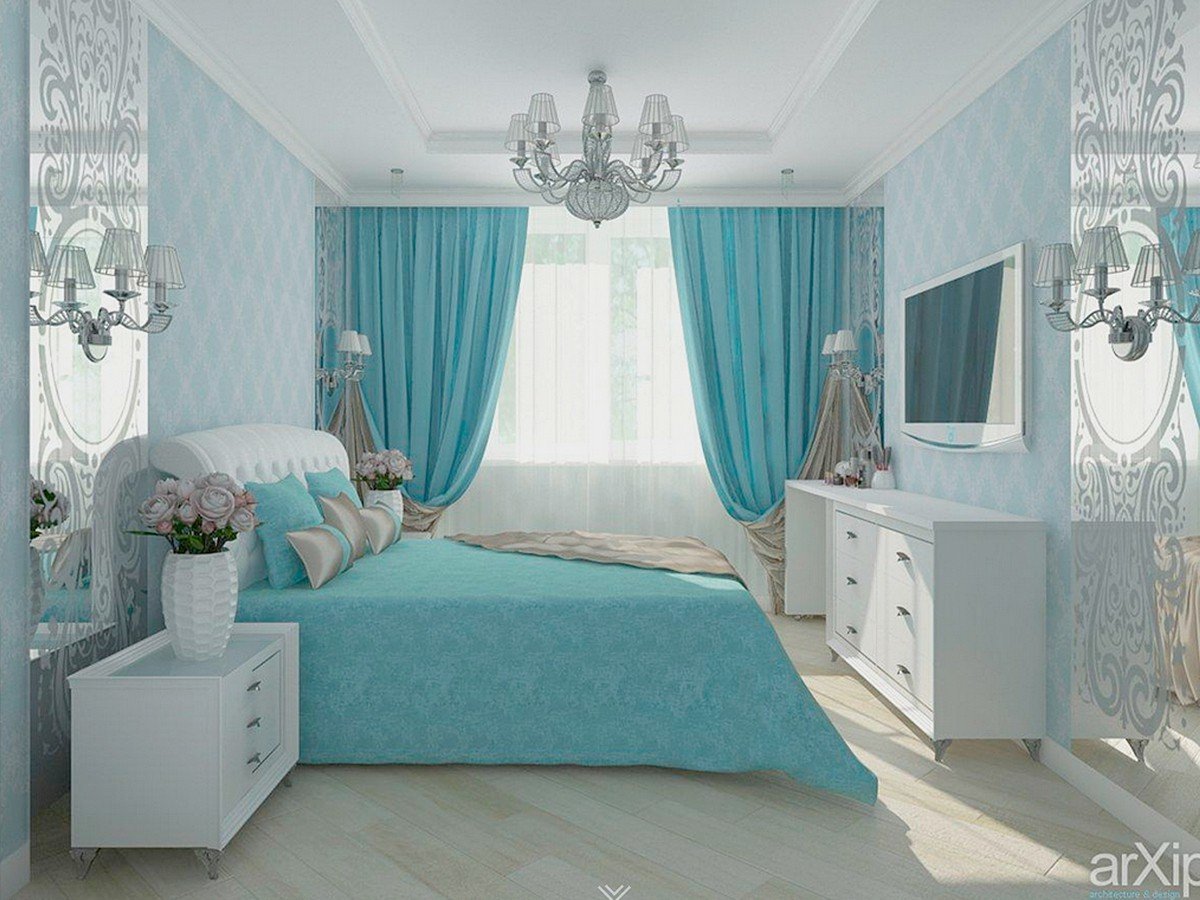 Спальня в бежево голубых тонах (62 фото)