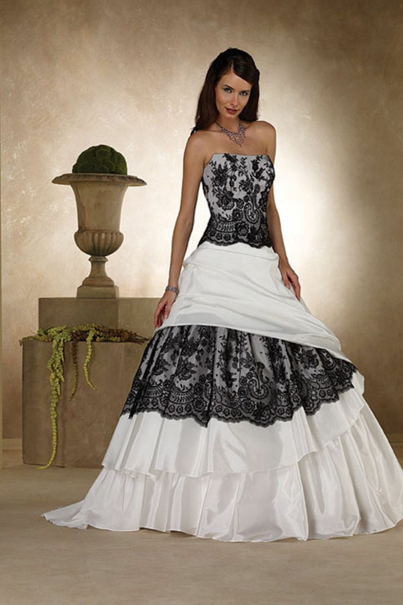 Черно Белое Свадебное Платье Фото