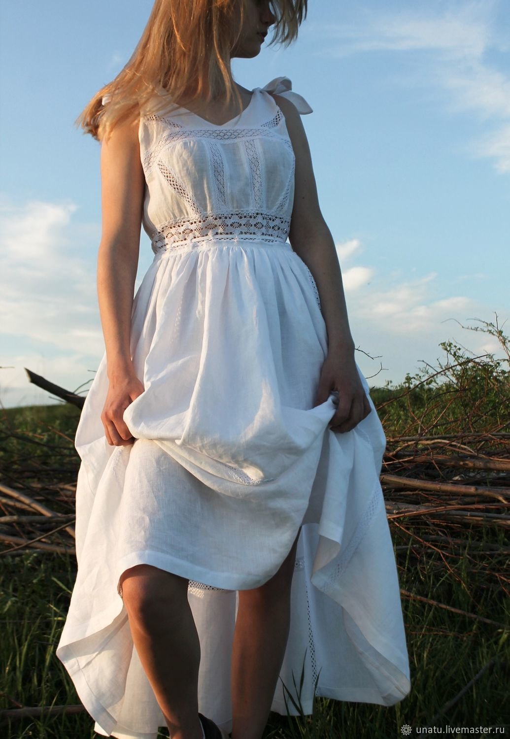 Летние платья из муслина. Сарафан Лусио кружевное хлопковое. Белый сарафан. Белое летнее платье. Летнее хлопковое платье.