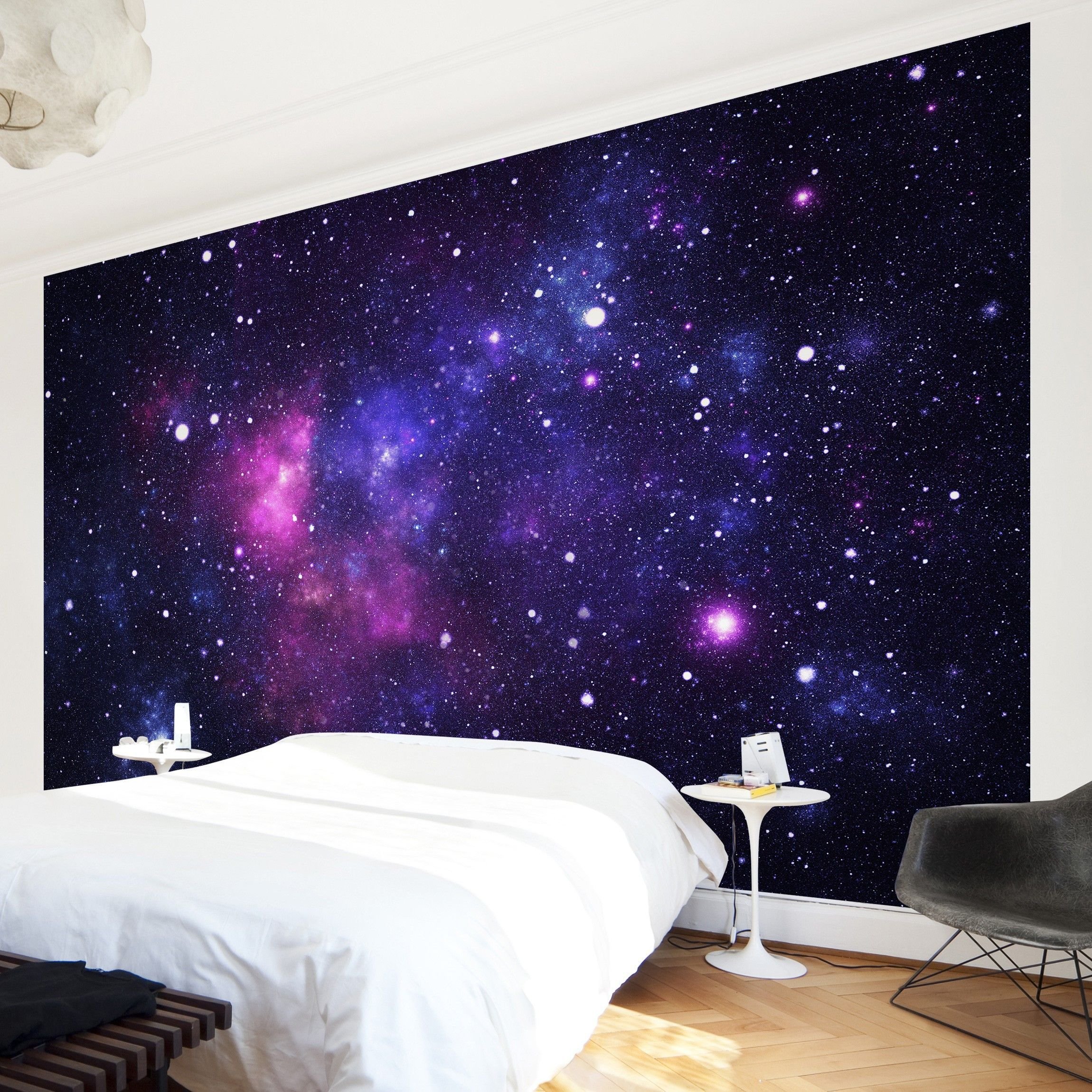 Делаем звездное небо. Комната в стиле космос. Космический интерьер комнаты. Спальня в стиле космос. Стена в стиле космос.