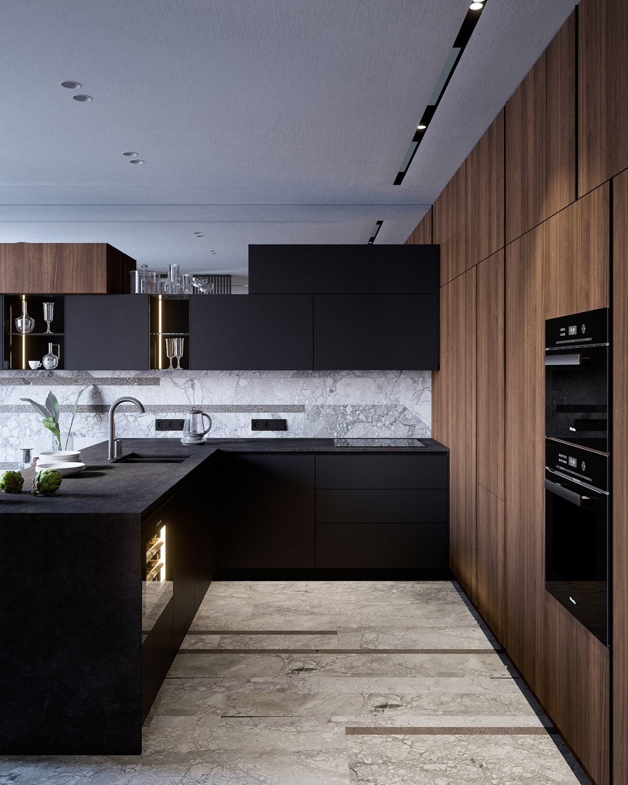 кухня в стиле модерн черная