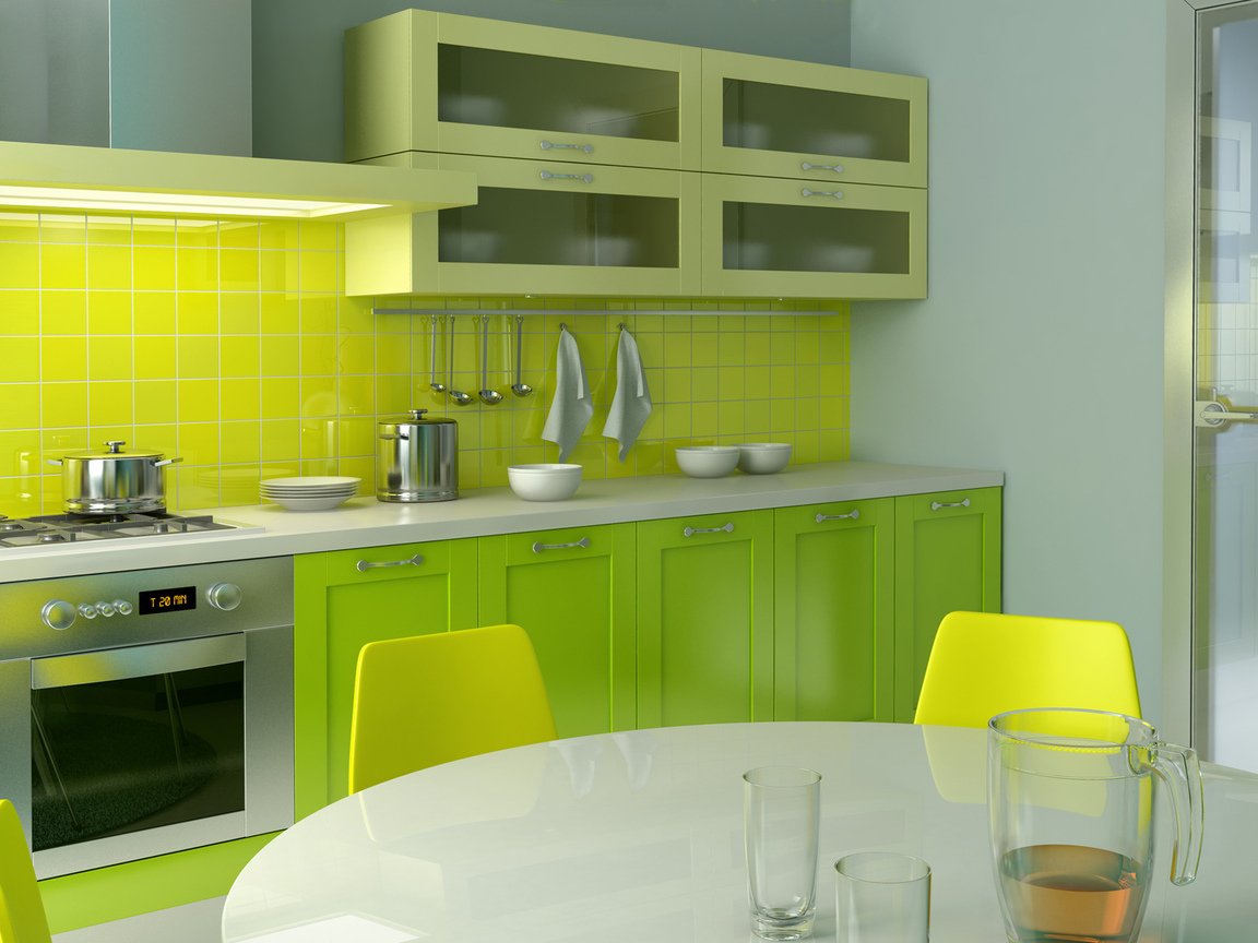 Кухни Зелено Желтого Цвета Фото